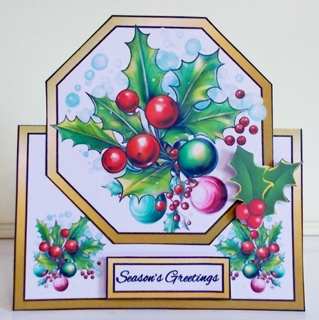 Christmas tent Holly & baubles by Pam Stubley