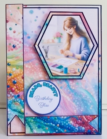 Beading Queens Birthday Hexagon Popout Card by Pam Stubley