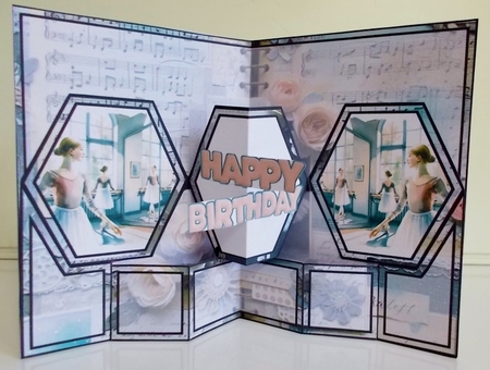 Dancing Queens Birthday Hexagon Popout Card by Pam Stubley