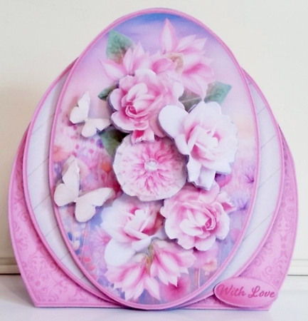 Pink Flower Cluster - Shaped Card Mini Kit by Pam Stubley