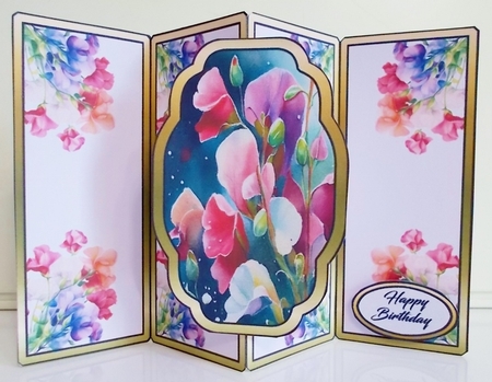 Gate fold pop-out Sweet peas by Pam Stubley