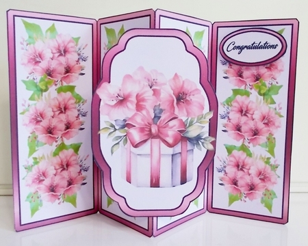 Gate fold pop-out pink gift box by Pam Stubley