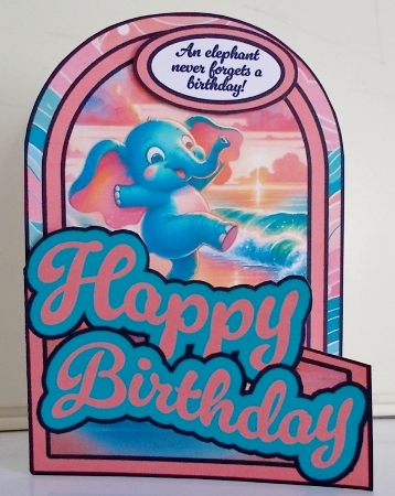 An Elephantastic Birthday Cutaway Arch Card by Pam Stubley