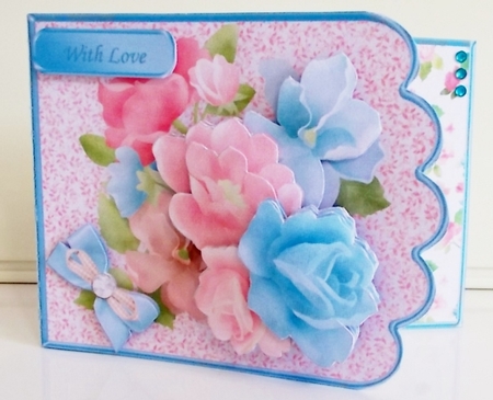 Pink and Blue Posy - 5 x 7 Side Fold Card Mini Kit by Pam Stubley