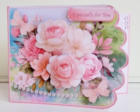 Pink and Cream Bouquet - 5 x 7 Side Fold Card Mini Kit by Pam Stubley