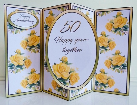 Gate fold pop-out Golden Wedding Anniversary by Pam Stubley