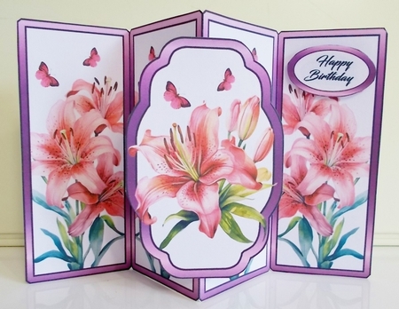 Gate fold pop-out Pink Lilies by Pam Stubley