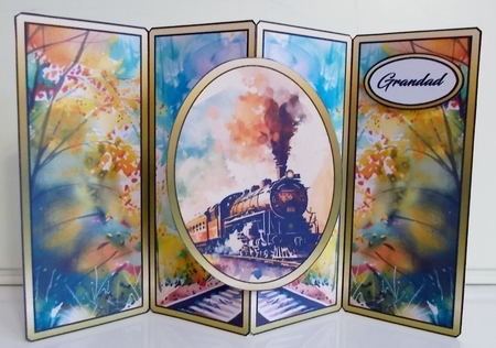 Gate fold pop-out Steam Train by Pam Stubley