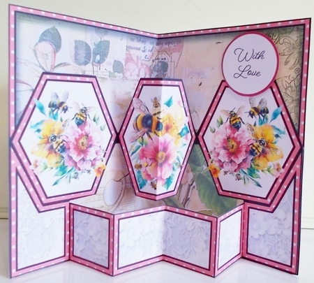 Busy In The Flowers Hexagon Popout Card by Pam Stubley