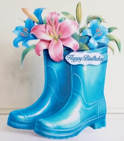 Turquoise Wellies Shaped Tent Fold Mini Kit by Pam Stubley