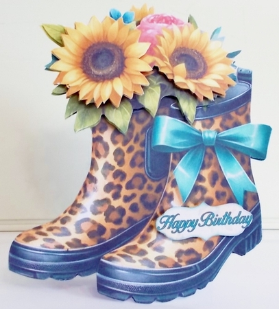 Leopard Print Wellies Shaped Tent Fold MIni Kit by Pam Stubley