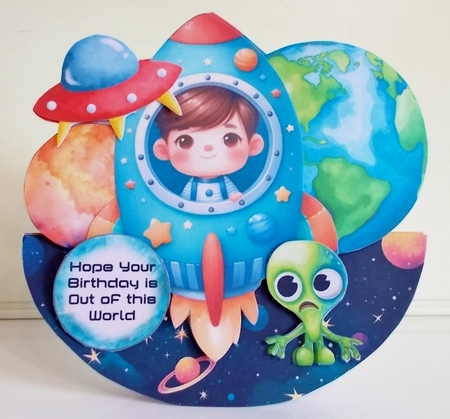 The Little Astronaut 3 XL Rocker Card  by Pam Stubley