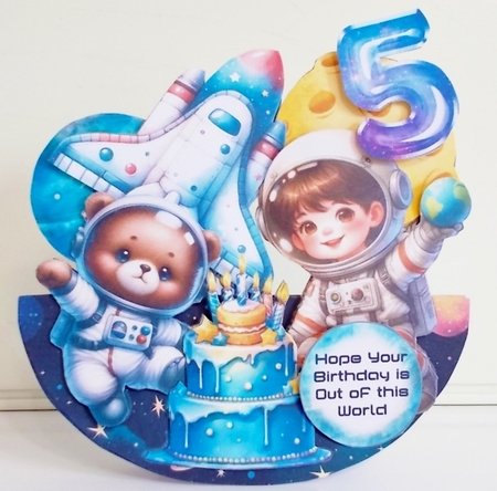 The Little Astronaut 5 XL Rocker Card  by Pam Stubley
