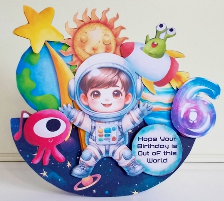 The Little Astronaut 6 XL Rocker Card  by Pam Stubley