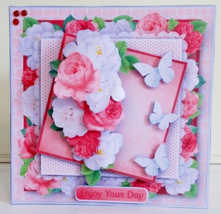 Coral and White Posy - Layered Card Mini Kit by Pam Stubley