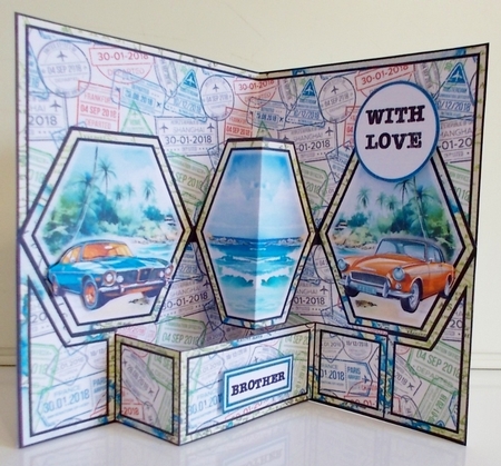Vintage Road Trip Hexagon Popout Card by Pam Stubley