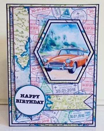 Vintage Road Trip Hexagon Popout Card by Pam Stubley