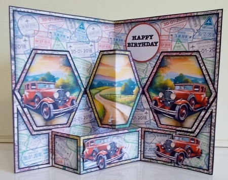 A Countryside Drive Hexagon Popout Card by Pam Stubley