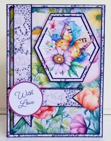 Butterflies & Lace Hexagon Popout Card by Pam Stubley