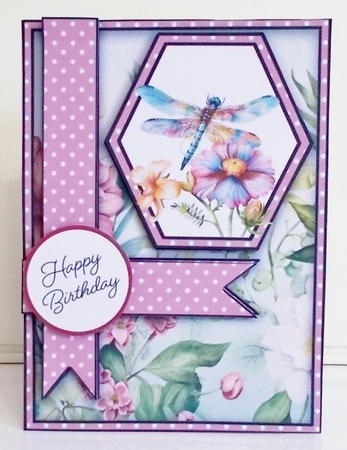 Dotty Dragonfly Hexagon Popout Card by Pam Stubley