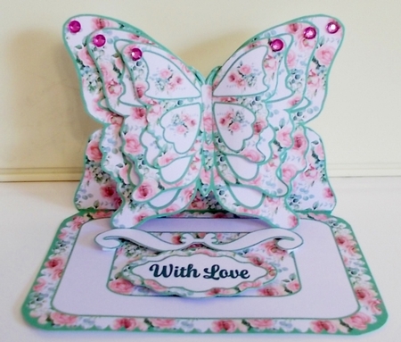 Pretty Peonies Butterfly Easel Card by Pam Stubley