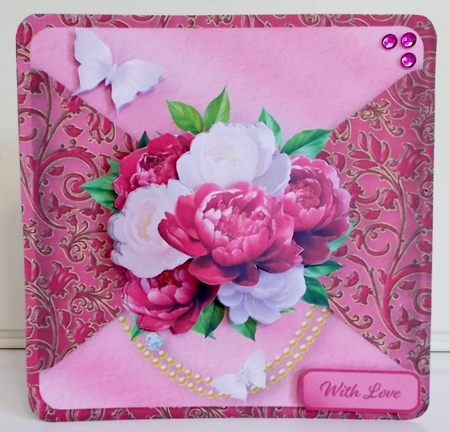 Pink and White Peonies - Mock Wrap Card Mini Kit by Pam Stubley