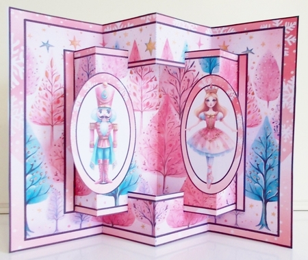 Pink Nutcracker Christmas Double Concertina Pop-out by Pam Stubley