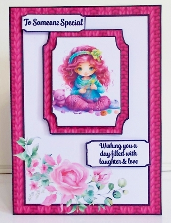 Pretty Knitting Double Concertina Card by Pam Stubley