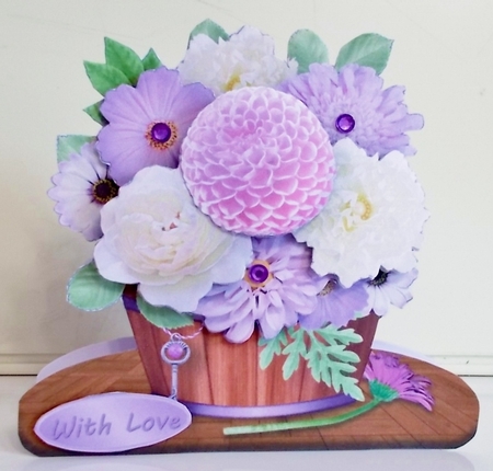 Lilac and Cream Posy - Flower Barrel Card Mini Kit by Pam Stubley