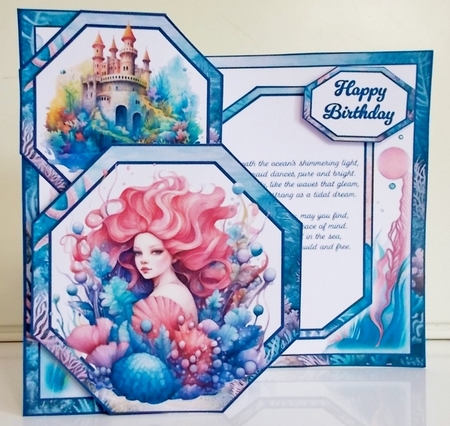 Mermaid Queen Offset Octagon Foldback Card by Pam Stubley