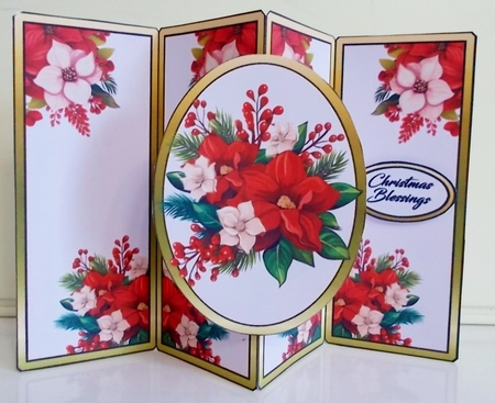 Gatefold pop-out Poinsettias & berries by Pam Stubley