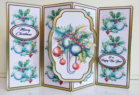 Gatefold pop-out Holly & baubles by Pam Stubley