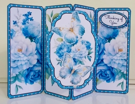Pretty Blue Butterflies Gatefold Popout Card by Pam Stubley