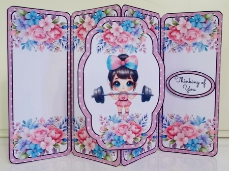 Powerlifting Cutie Gatefold Popout Card by Pam Stubley
