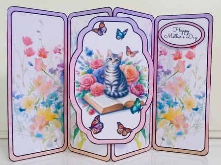 Cats Books and Butterflies Gatefold Popout Card by Pam Stubley