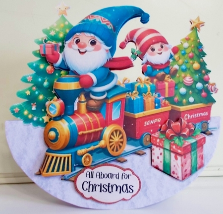 All Aboard for Christmas 3 XL Rocker Card  by Pam Stubley