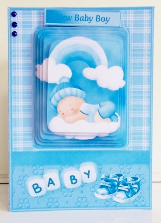 New Baby Boy - A5 Pyramid Card Mini Kit by Pam Stubley