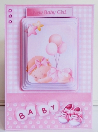 New Baby Girl - A5 Pyramid Card Mini Kit by Pam Stubley