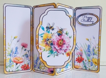 Pretty Watercolour Bees Gatefold Popout Card by Pam Stubley