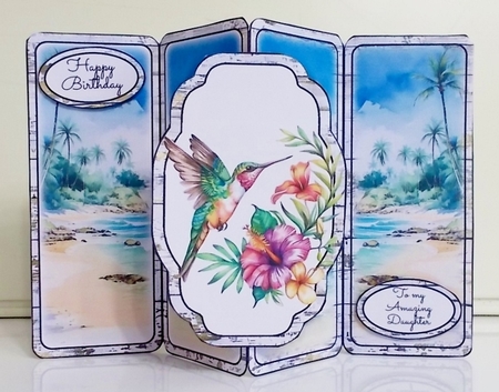 Hummingbirds Tropical Paradise Gatefold Popout Card by Pam Stubley