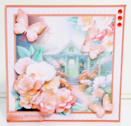 Garden Summerhouse - 2 Way Decoupage Card Mini Kit by Pam Stubley