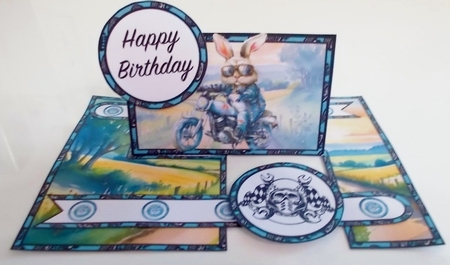 Biker Bunny Impossible Card by Pam Stubley