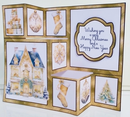 Cosy Gold Christmas House Three Step Mini Kit by Pam Stubley