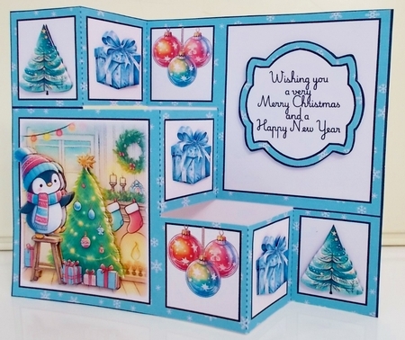 Cute Penguin Dresses the Tree Three Step Decoupage Mini Kit by Pam Stubley