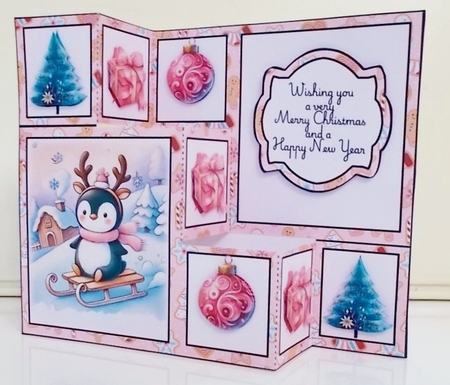 Cute Penguin Sleighride Three Step Decoupage Mini Kit by Pam Stubley