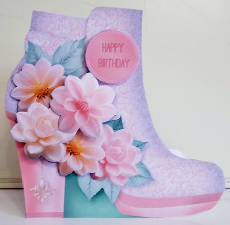 Pastel Flowers - Boot Shaped Card Mini Kit by Pam Stubley
