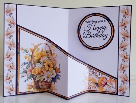 Autumnal Flower Basket Diagonal Popout Card by Pam Stubley