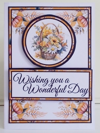 Autumnal Flower Basket Diagonal Popout Card by Pam Stubley