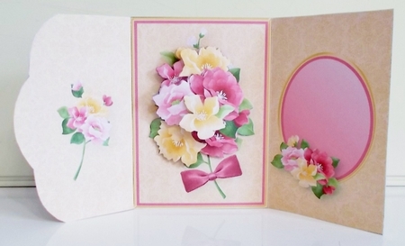 Pink and Yellow Posy - Wrapover Card Mini Kit by Pam Stubley