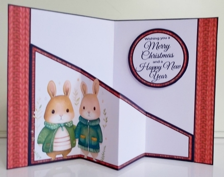 Cosy Knitted Christmas Bunnies Diagonal Popout Kit by Pam Stubley
